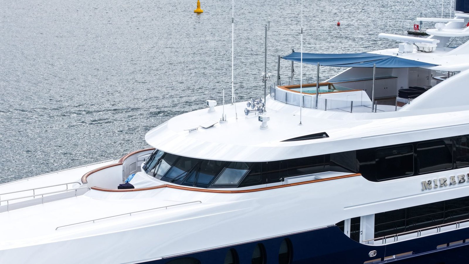 M/Y Mirabella after refit, seen on the beam